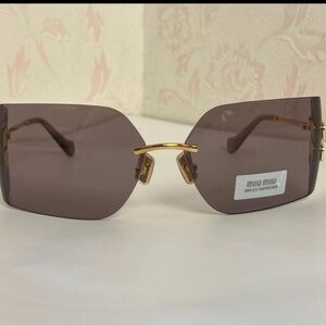 Miu Miu Sunglasses - Gold Frame with Brown Lenses